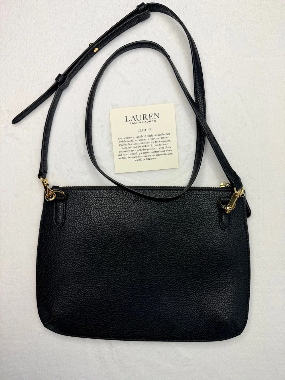 LAUREN Ralph Lauren Pebbled Leather Medium Jamey Crossbody Black One Size - Picture 3 of 6